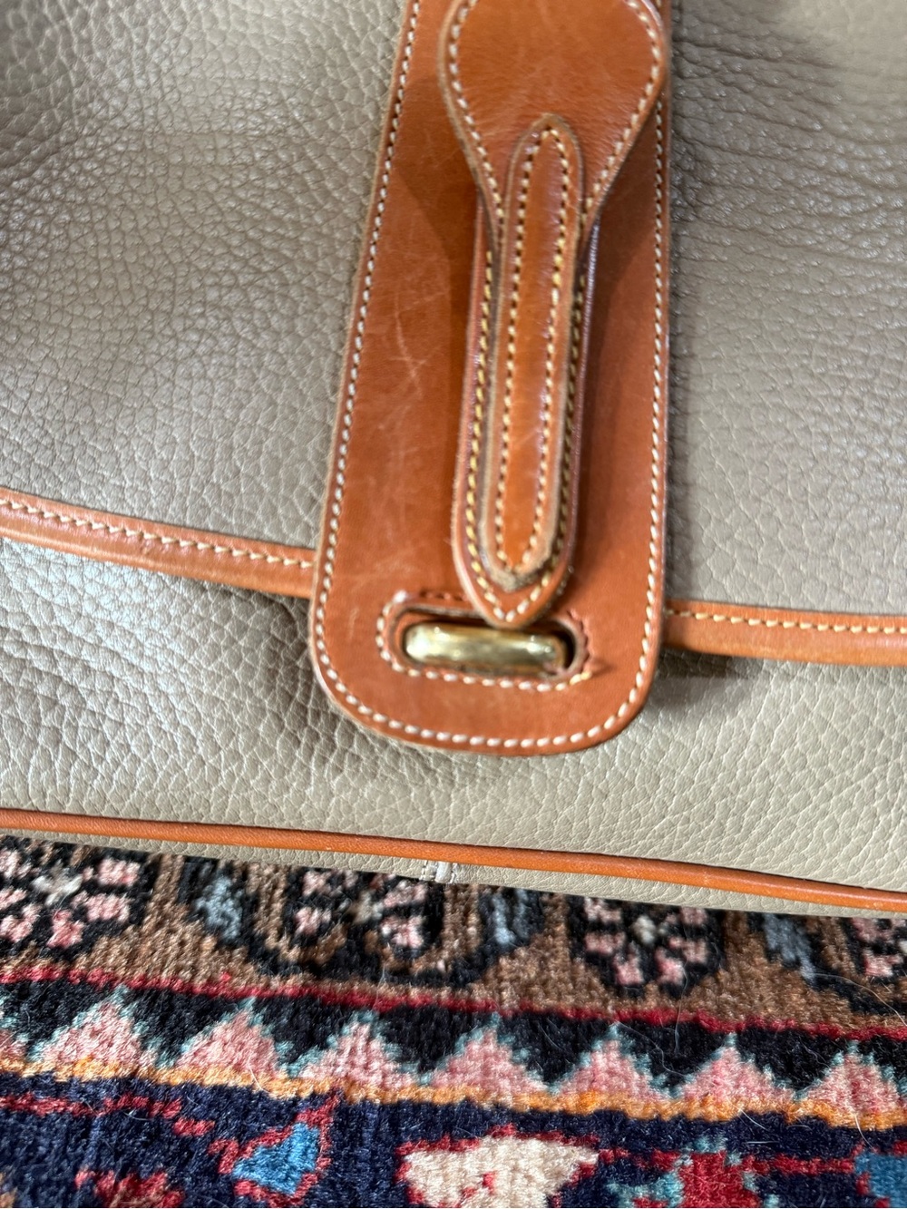 Dooney & Bourke Greige and Tan Leather Crossbody Bag - Picture 2 of 4